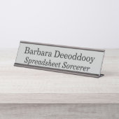 Spreadsheet Sorcerer Gray Silver Schreibtischnamensplakette (Vorderseite )