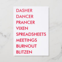 Spreadsheets Funny Christmas Letterpress Card