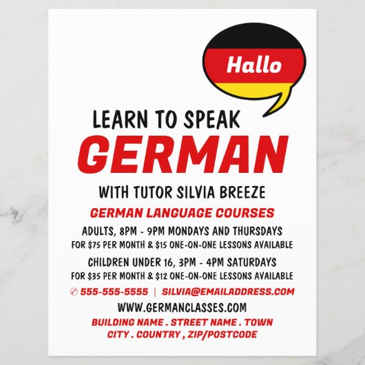 Sprechballon, Deutschkurs Flyer (Vorne)