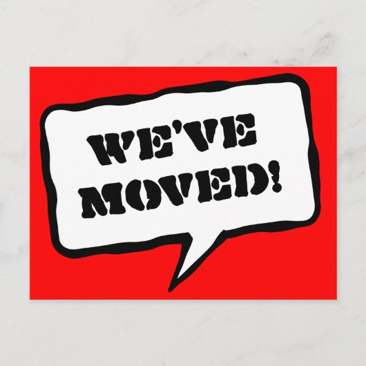 Sprechblase bewegt Postkarten für neue Zuhause (Vorderseite)