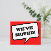 Sprechblase bewegt Postkarten für neue Zuhause (Stehend Vorderseite)