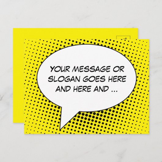 Sprechblase der Meldungsvorlage Postkarte (Vorne/Hinten)