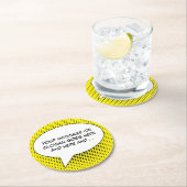 Sprechblase der Meldungsvorlage Runder Pappuntersetzer (Vor Ort)