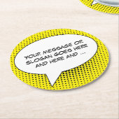 Sprechblase der Meldungsvorlage Runder Pappuntersetzer (Angewinkelt)