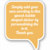 Sprechblase Form mit Ihrem Text. Aufkleber (Vorderseite)