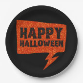 Sprechblase Glitzer Happy Halloween Pappteller (Vorderseite)