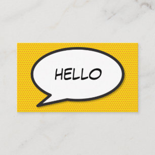 Sprechblase HELLO Lustig Moderne Comic-Hefte Visitenkarte
