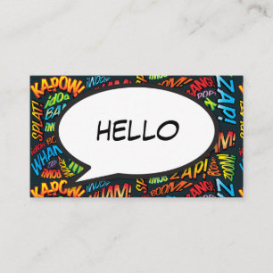 Sprechblase HELLO Lustig Retro-Comic-Book Visitenkarte