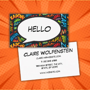 Sprechblase HELLO Lustig Retro-Comic-Book Visitenkarte