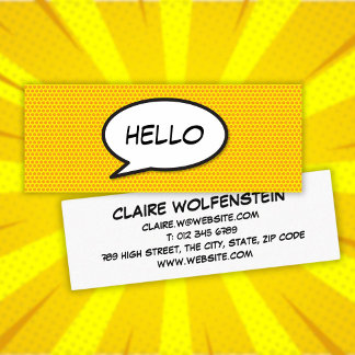 Sprechblase HELLO Lustiges Retro-Comic-Book Mini Visitenkarte