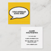 Sprechblase Nachrichtenspass Retro Comic Book Quadratische Visitenkarte (Vorne/Hinten)