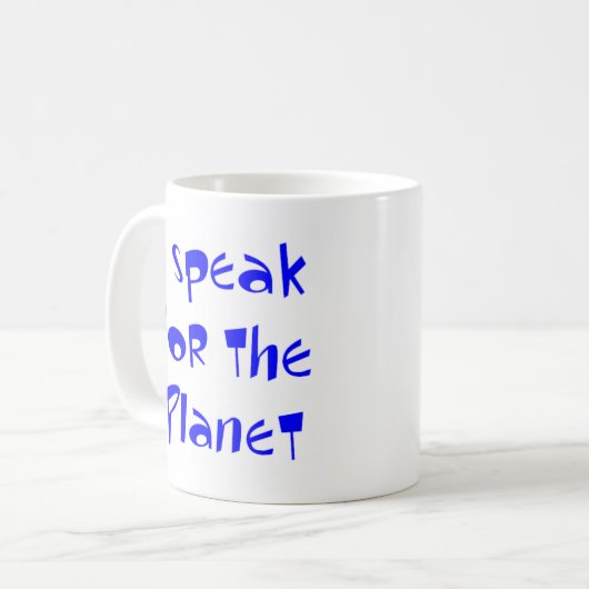 sprechen für den Planeten Kaffeetasse (Vorderseite Links)
