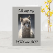 **SPRECHEN LLAMA** GREETING" FÜR "50." GEBURTSTAG KARTE (Gelbe Blume)