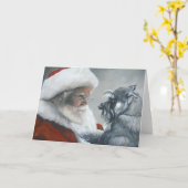 Sprechen mit Santa Schnauzer Dog Art Grußkarte Karte (Gelbe Blume)