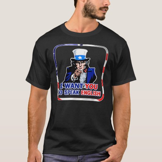 Sprechen Sie Englisch im patriotischen T-Shirt (Vorderseite)