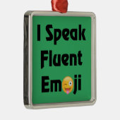 Sprechen Sie fließendes Emoji Silbernes Ornament (Rechts)