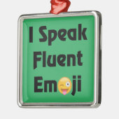 Sprechen Sie fließendes Emoji Silbernes Ornament (Links)