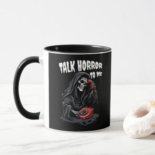 SPRECHEN SIE HORROR MIT MIR GRIM SENSENMANN ROTES TASSE (Mit Donut)