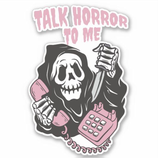 SPRECHEN SIE HORROR MIT MIR GRIM SENSENMANN TELEFO AUFKLEBER (Vorderseite)