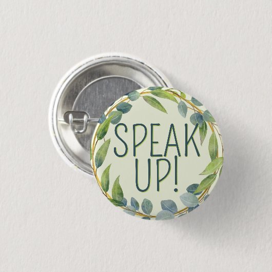 Sprechen Sie Mama schwer zu hören grüne botanische Button (Vorne & Hinten)