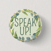 Sprechen Sie Mama schwer zu hören grüne botanische Button (Vorderseite)