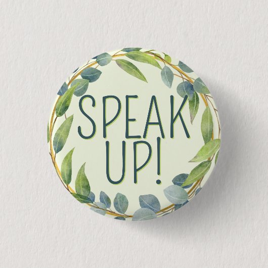 Sprechen Sie Mama schwer zu hören grüne botanische Button (Vorderseite)