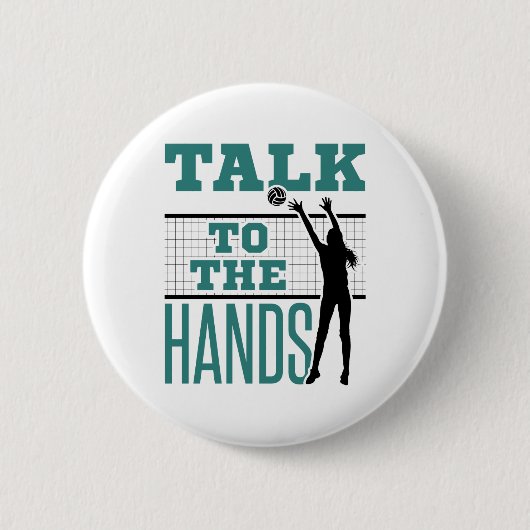 Sprechen Sie mit dem Hands Funny Volleyball Middle Button (Vorderseite)