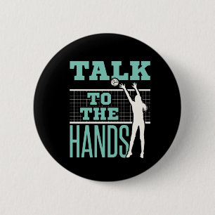 Sprechen Sie mit dem Hands Volleyball Player Block Button