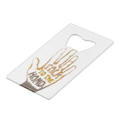 Sprechen Sie mit der Hand Kreditkartenflaschenöffner (Rückseite Schrägansicht)