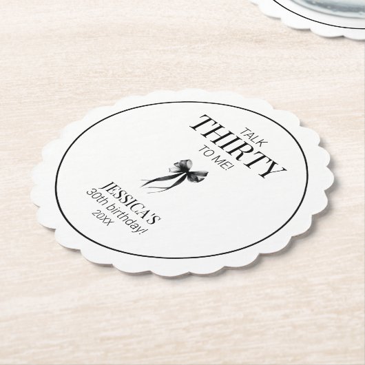 Sprechen Sie mit mir Elegant Bow Simple 30. Geburt Untersetzer (angewinkelt)