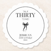 Sprechen Sie mit mir Elegant Bow Simple 30. Geburt Untersetzer (Vorderseite)