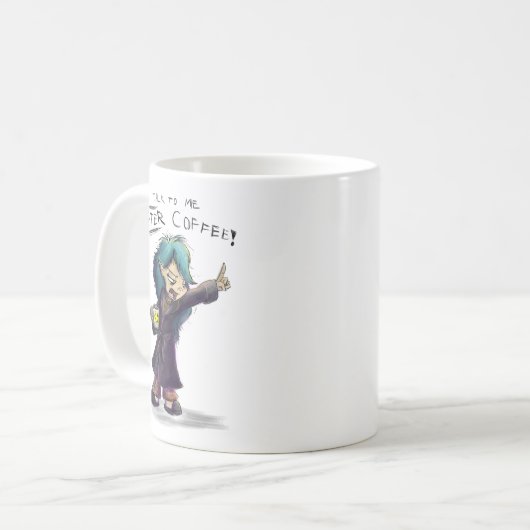 "Sprechen Sie mit mir NACH Kaffee" wütende Kaffeetasse (Vorderseite Links)