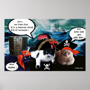 SPRECHEN VON PIRATKATZEN UND SCHIFFEN IM MEERESORM POSTER