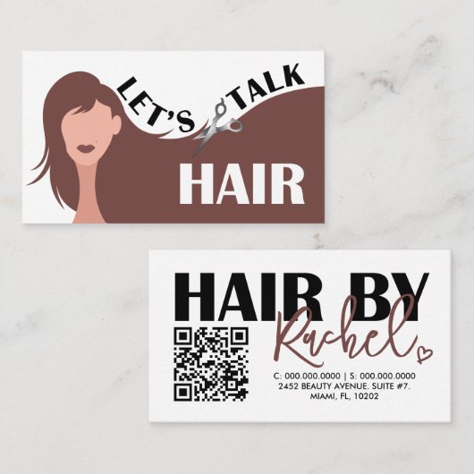 Sprechen wir über den QR-Code des Friseur-Brünette Visitenkarte (Vorne/Hinten)