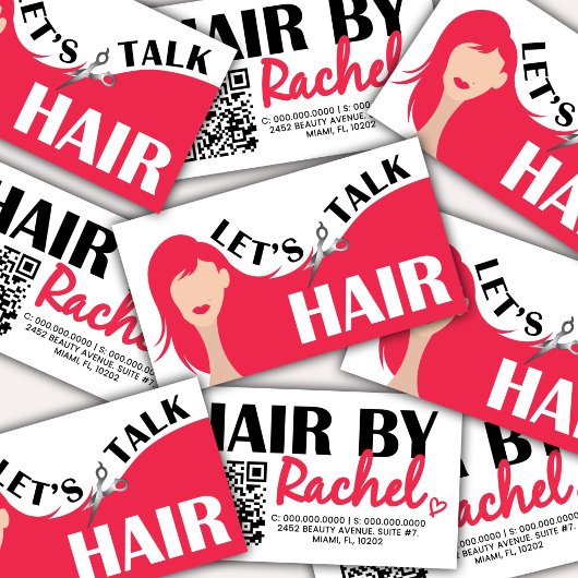 Sprechen wir über den QR-Code des Haar-Pink-Modell Visitenkarte