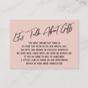 Sprechen wir über Geschenke, die Blush Pink handsc Begleitkarte