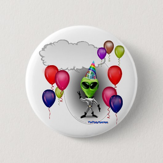 Sprechengeburtstags-Party-alien Button (Vorderseite)