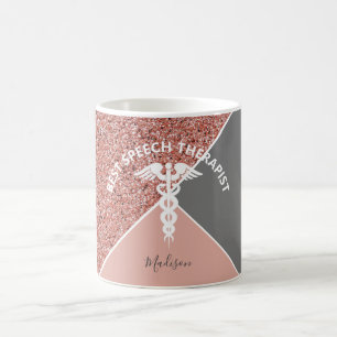 Sprechtherapeut Rose Gold Glitzer Personalisiert Kaffeetasse