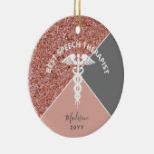 Sprechtherapeut Rose Gold Glitzer Personalisiert Keramik Ornament (Rechts)