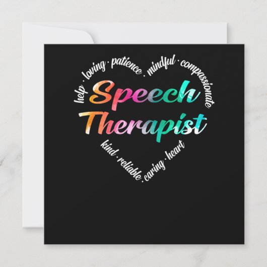 Sprechtherapeut Speech Therapist Herz Word Cloud Einladung (Vorderseite)