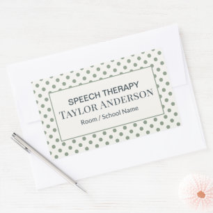 Sprechtherapie-Raum-Name-Aufkleber Soft Sage Dots Rechteckiger Aufkleber
