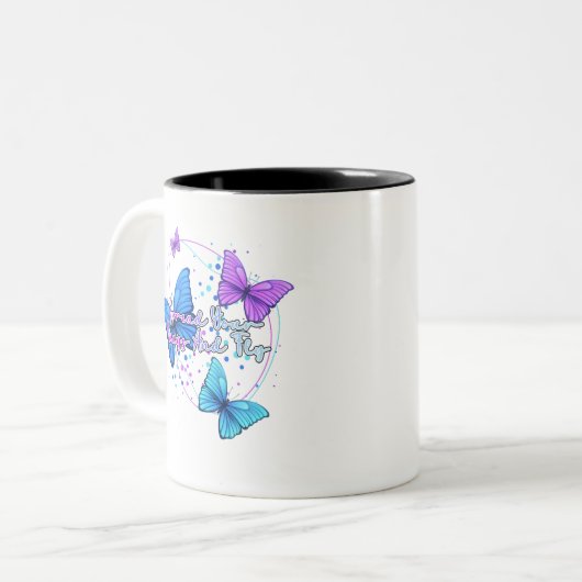Spreizen Sie Ihre Flügel und fliegen Sie Schmetter Zweifarbige Tasse (Vorderseite Links)
