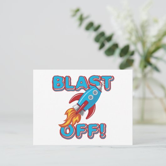 Sprengen Sie weg Rocket-Schiff Postkarte (Stehend Vorderseite)