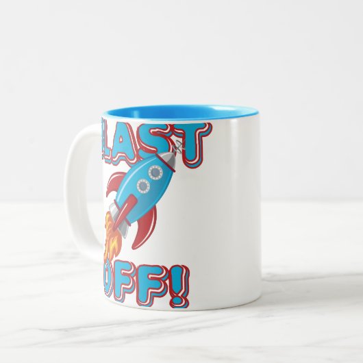 Sprengen Sie weg Rocket-Schiff Zweifarbige Tasse (Vorderseite Links)