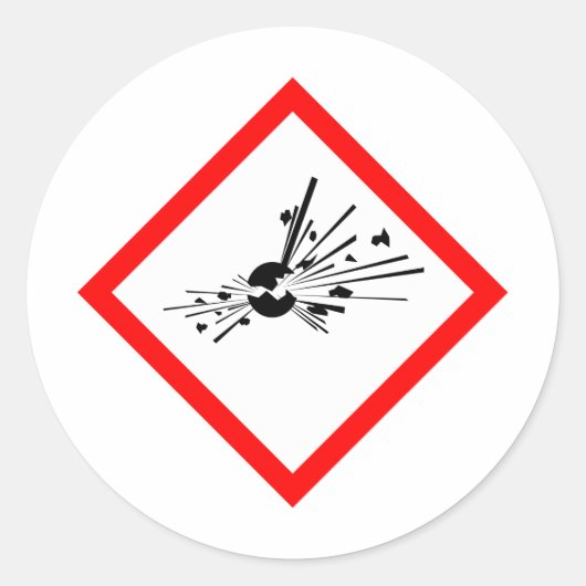 Sprengwarnzeichen Runder Aufkleber (Vorderseite)