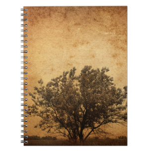 sprial Notizbuch des Vintagen Baums der Notizblock