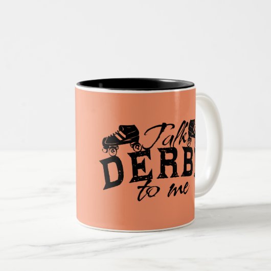Sprich Derby mit mir, Roller Derby Zweifarbige Tasse (VorderseiteRechts)