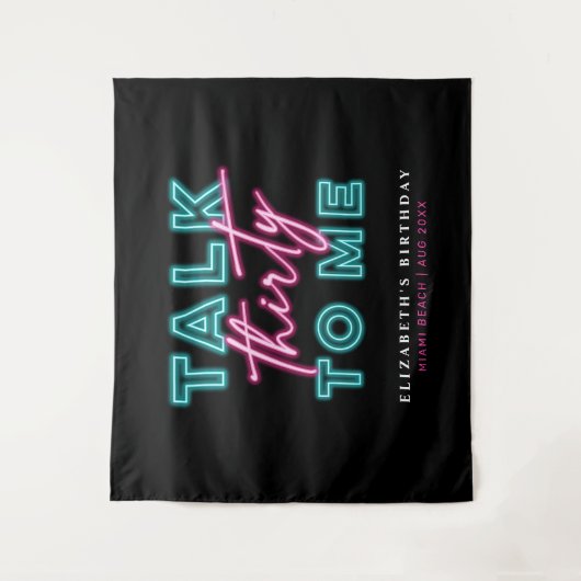 Sprich dreißig mit mir dreckige 30 Neon Blue & Pin Wandteppich (Vorderseite)