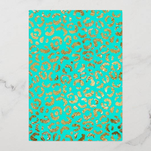Sprich dreißig mit mir Leopard Aquamarin Gold 30. Folieneinladung (Rückseite)