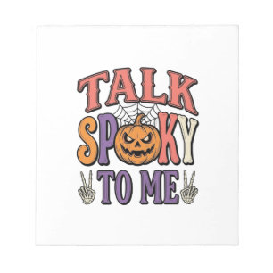 Sprich Gruselig Mit Mir Vintage Halloween-Shirt-De Notizblock